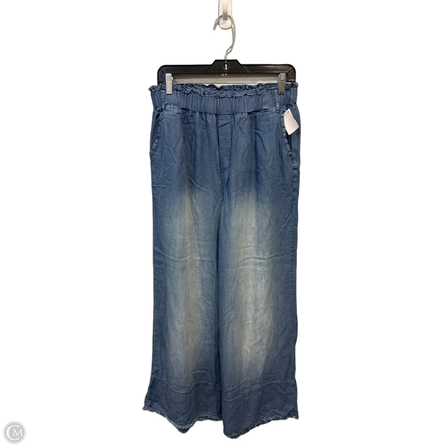 Pants Wide Leg By Zenana In Blue Denim, Size: L