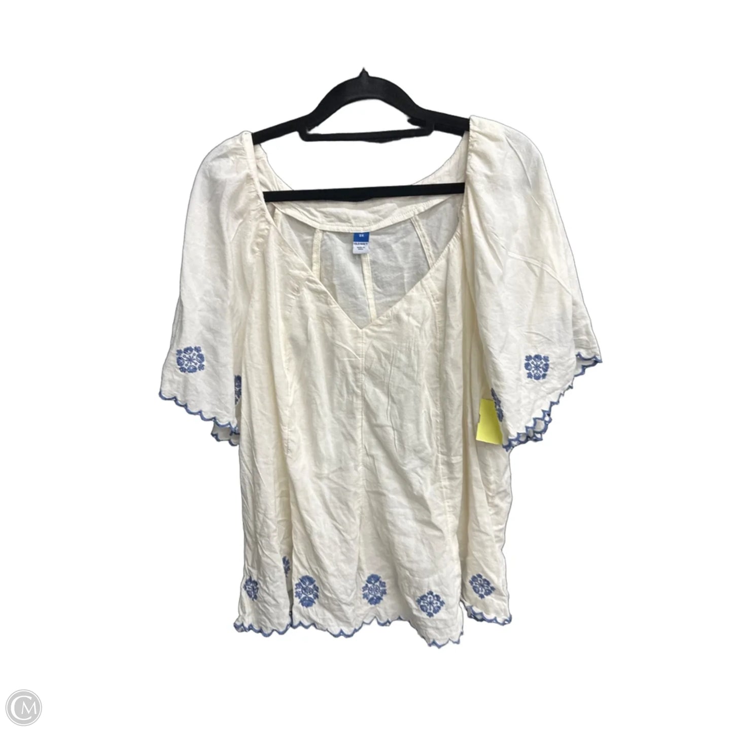 Top Short Sleeve By Old Navy In Blue & Cream, Size: 2x