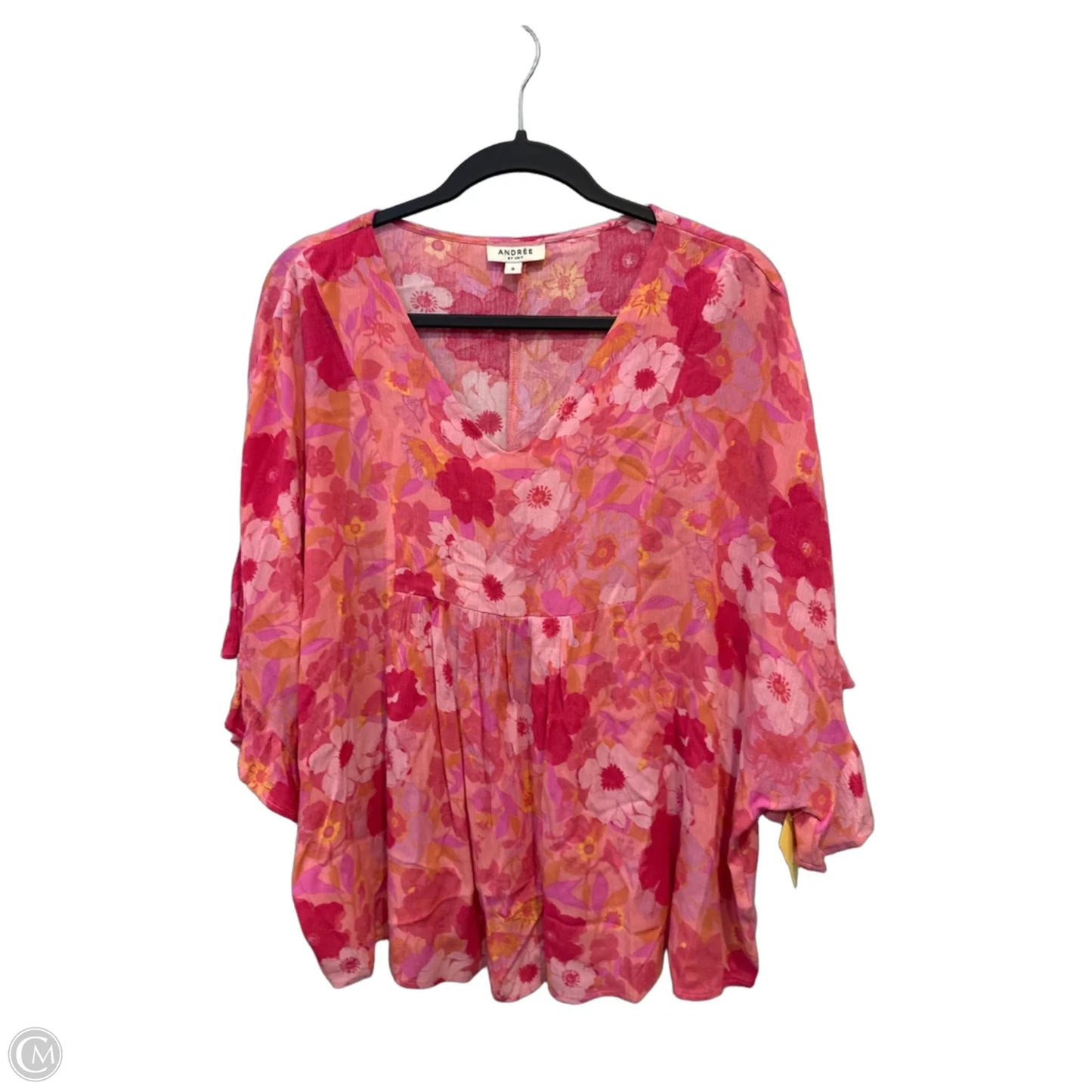 Top Short Sleeve By Andree By Unit In Orange & Pink, Size: S