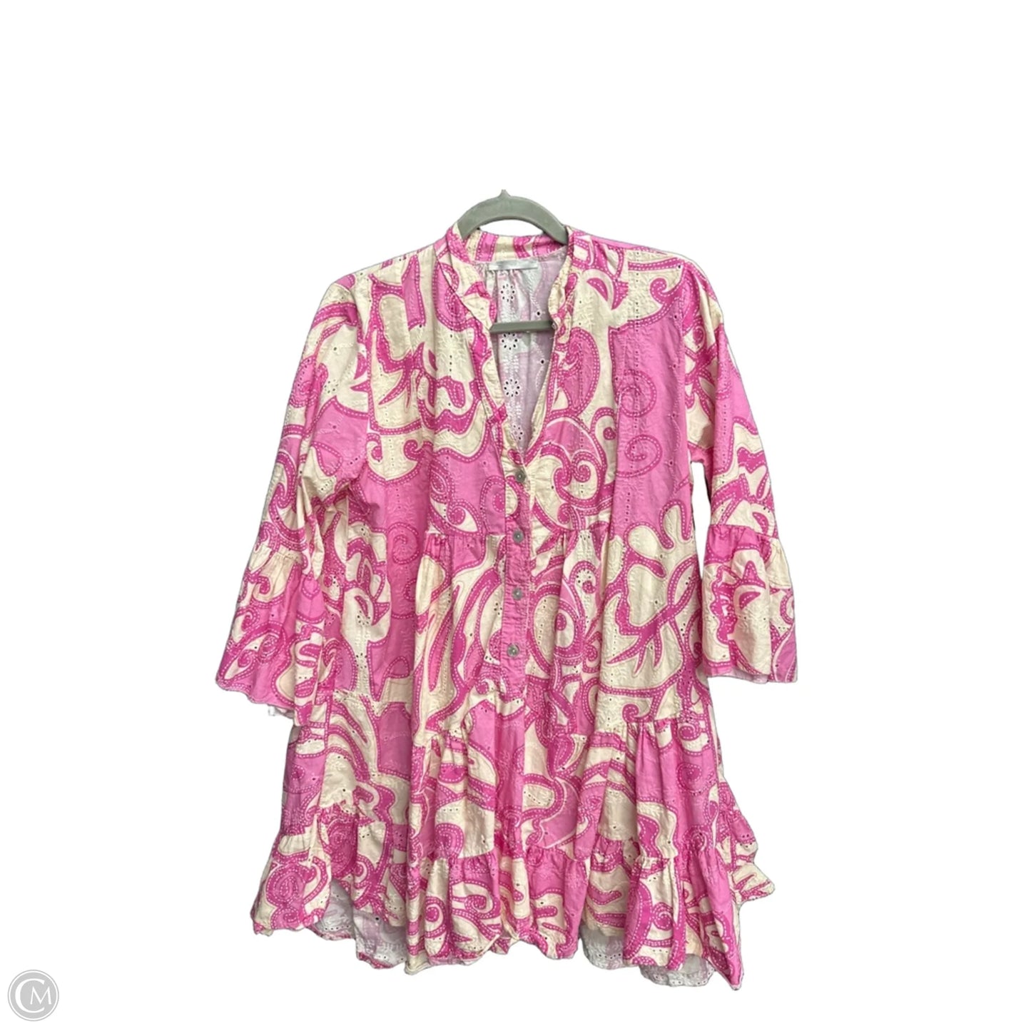 Tunic Long Sleeve By Clothes Mentor In Cream & Pink, Size: M