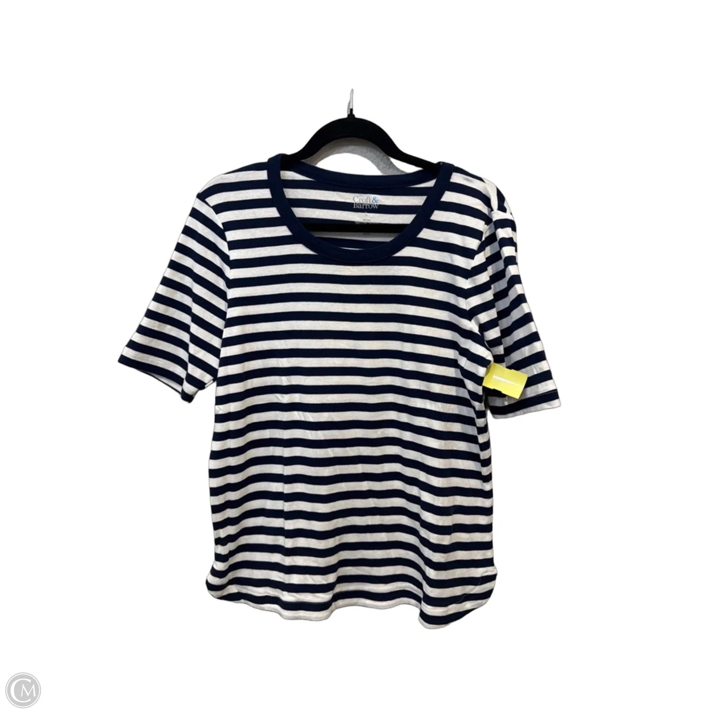 Top Short Sleeve By Croft And Barrow In Striped Pattern, Size: L