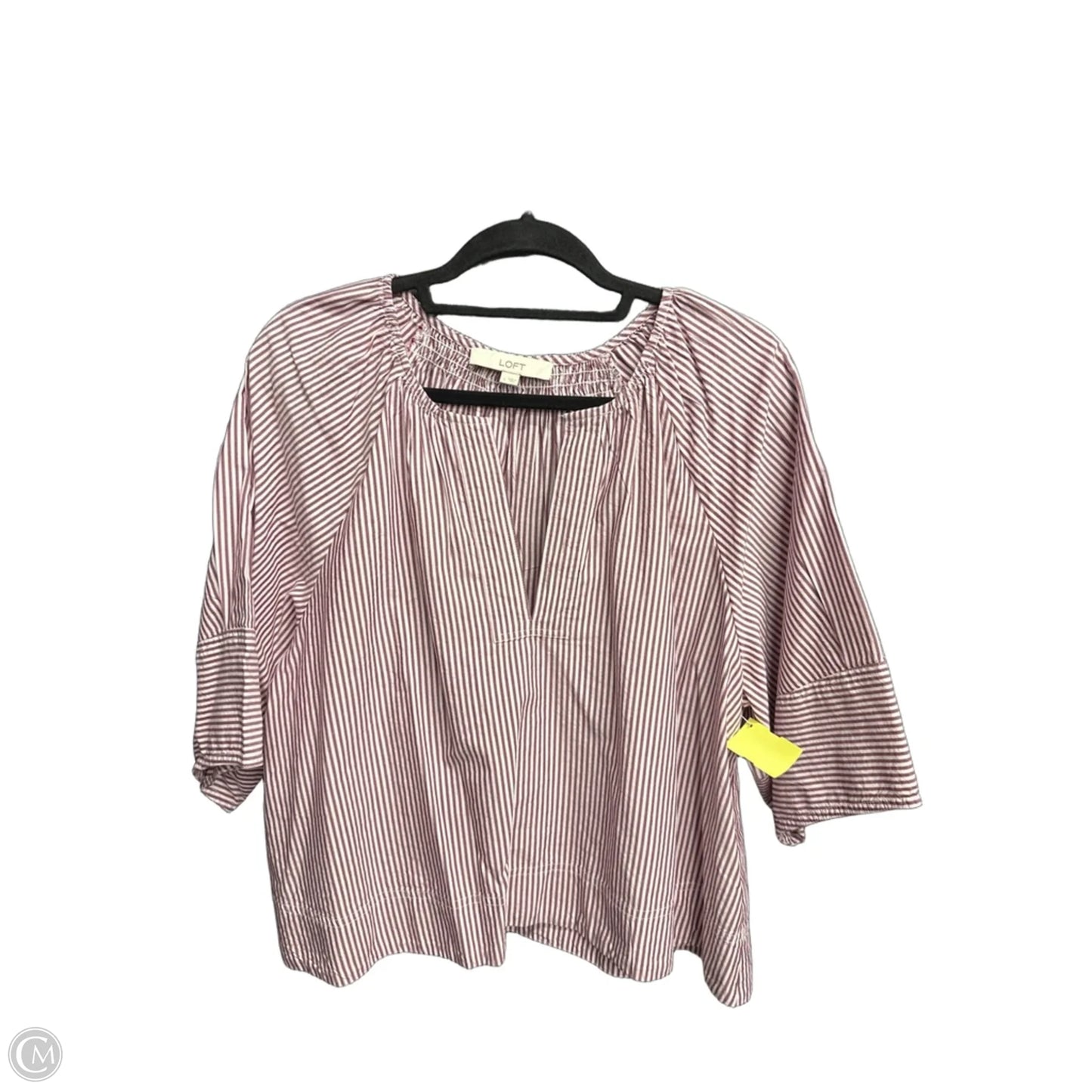 Blouse Short Sleeve By Loft In Striped Pattern, Size: L