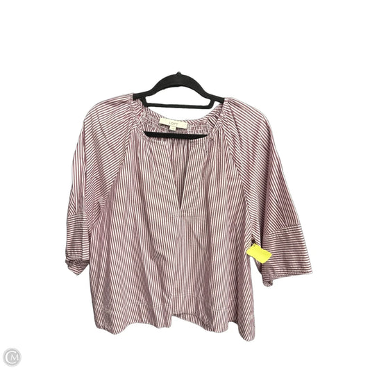 Blouse Short Sleeve By Loft In Striped Pattern, Size: L