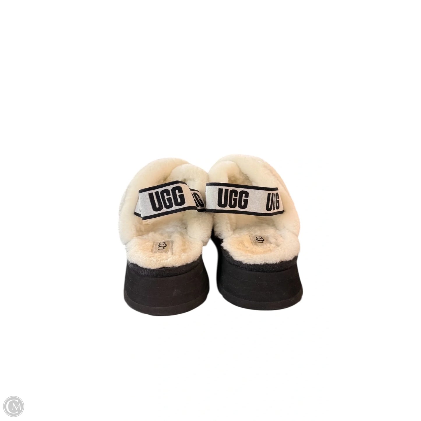 Slippers Designer By Ugg In Black & White, Size: 9