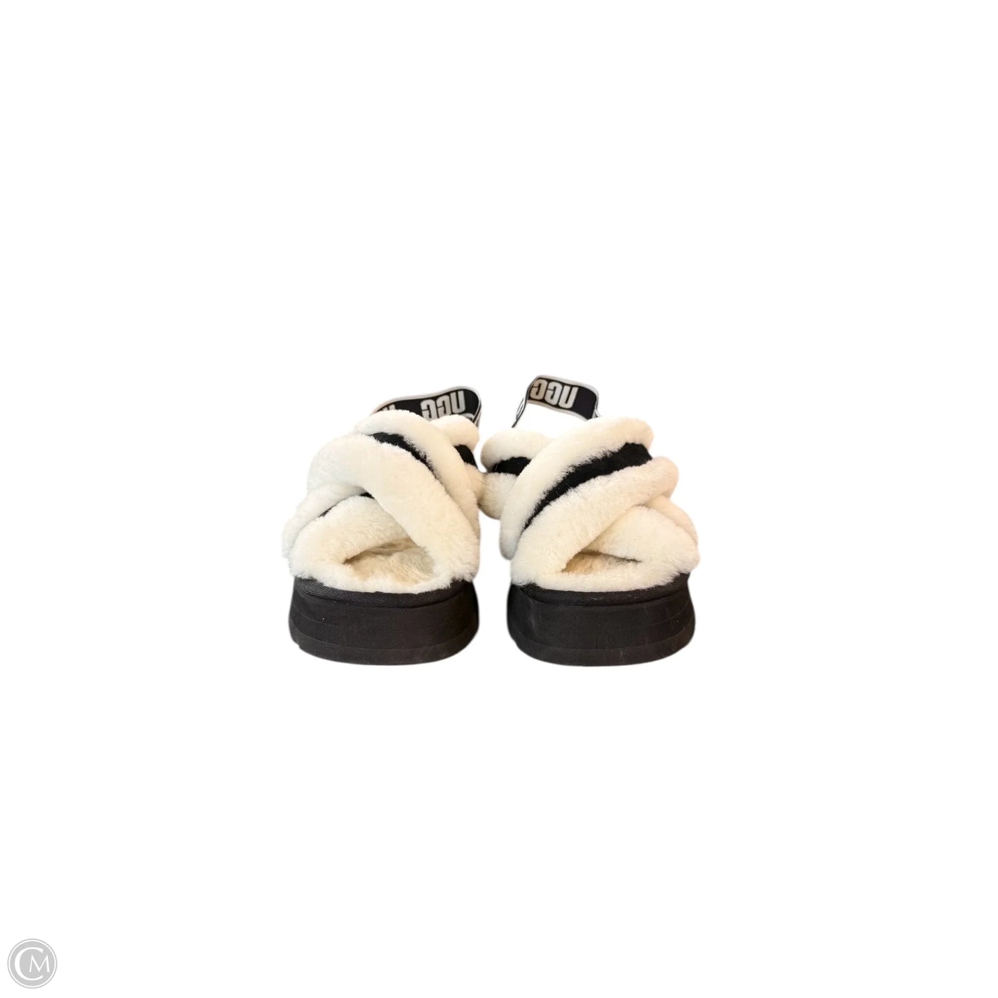 Slippers Designer By Ugg In Black & White, Size: 9