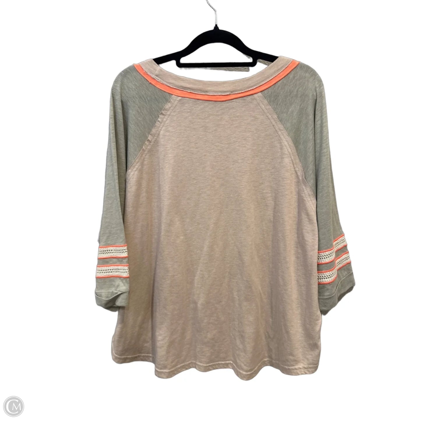 Top 3/4 Sleeve By Easel In Orange & Tan, Size: S
