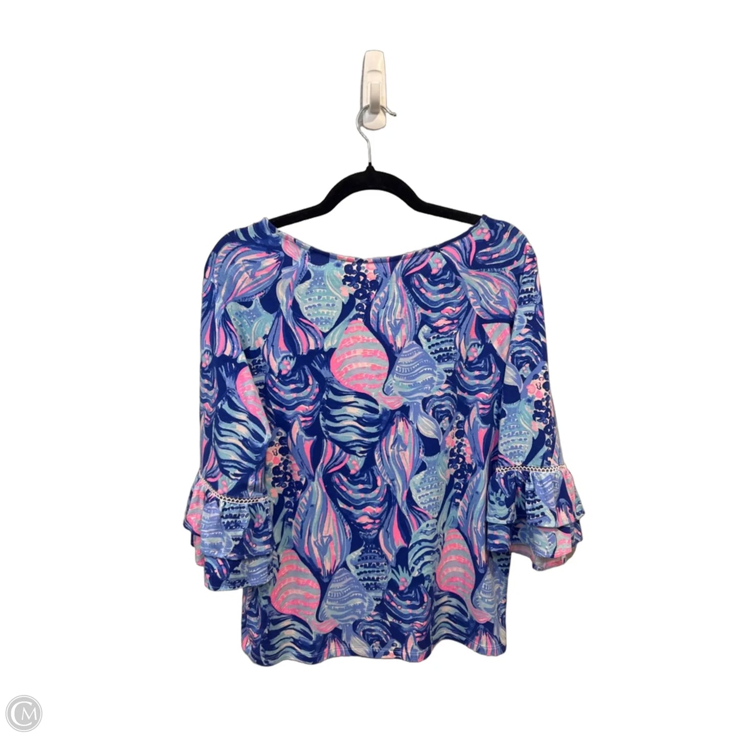 Top 3/4 Sleeve Designer By Lilly Pulitzer In Blue & Pink, Size: M