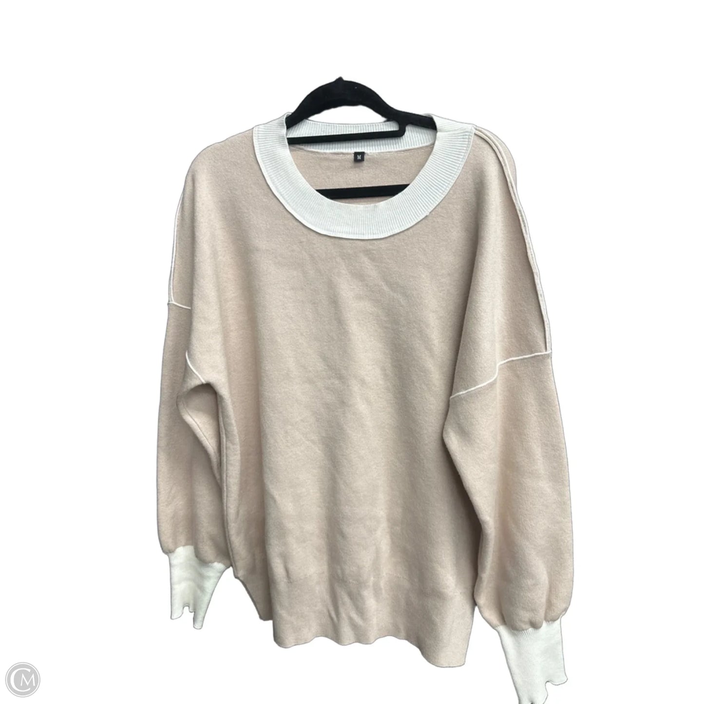 Sweater By Clothes Mentor In Tan & White, Size: M