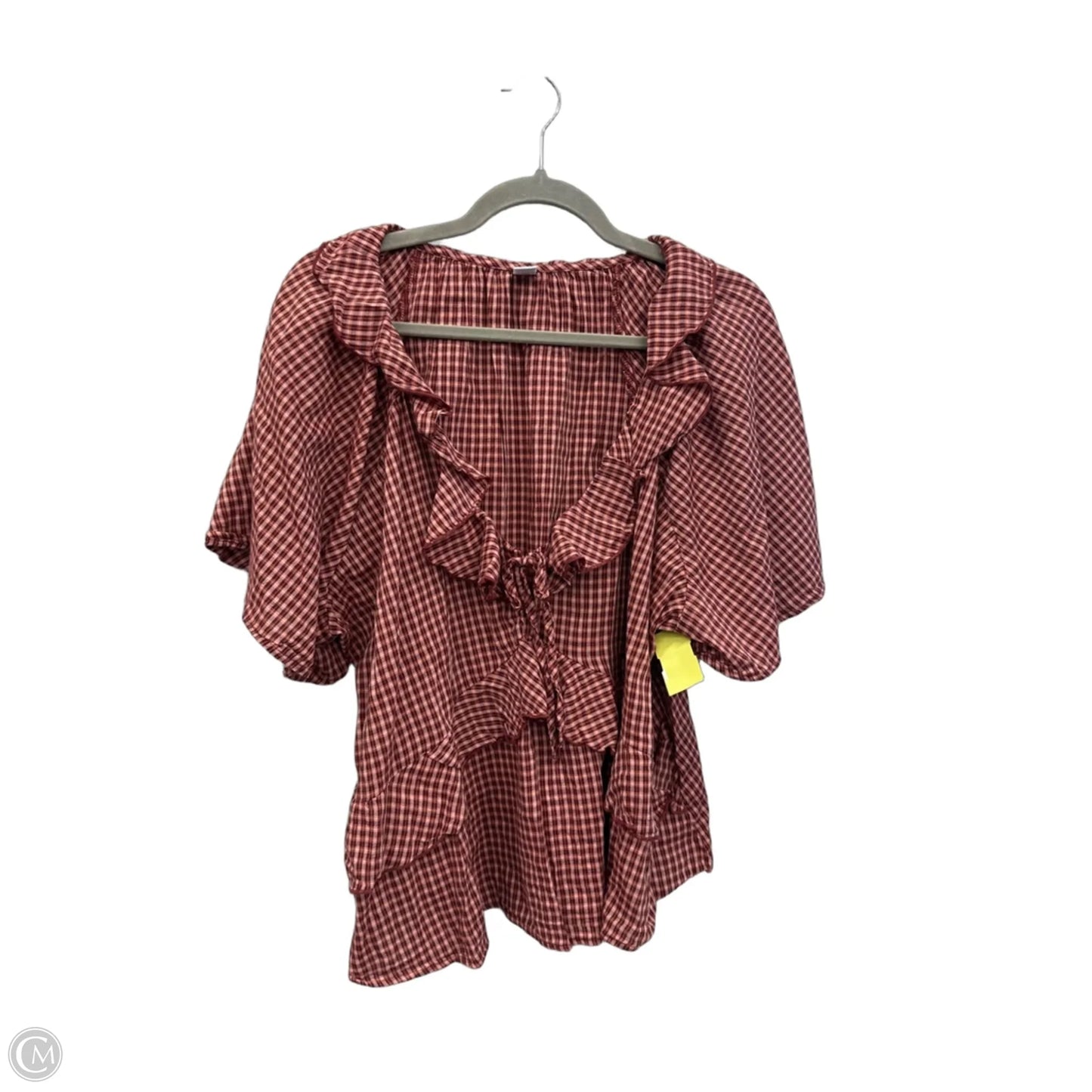 Blouse Short Sleeve By Old Navy In Plaid Pattern, Size: Xl
