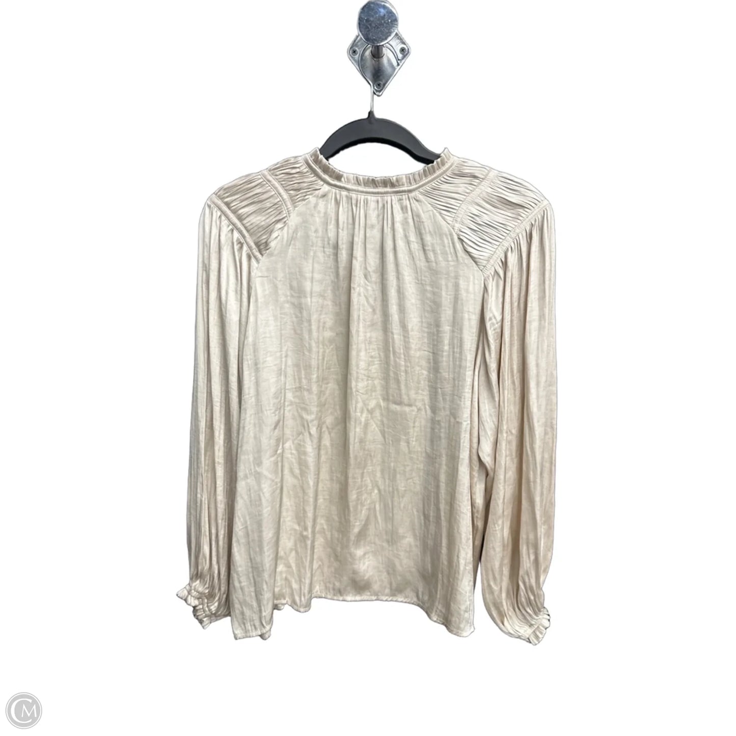 Blouse Long Sleeve By Grade & Gather In Cream, Size: S