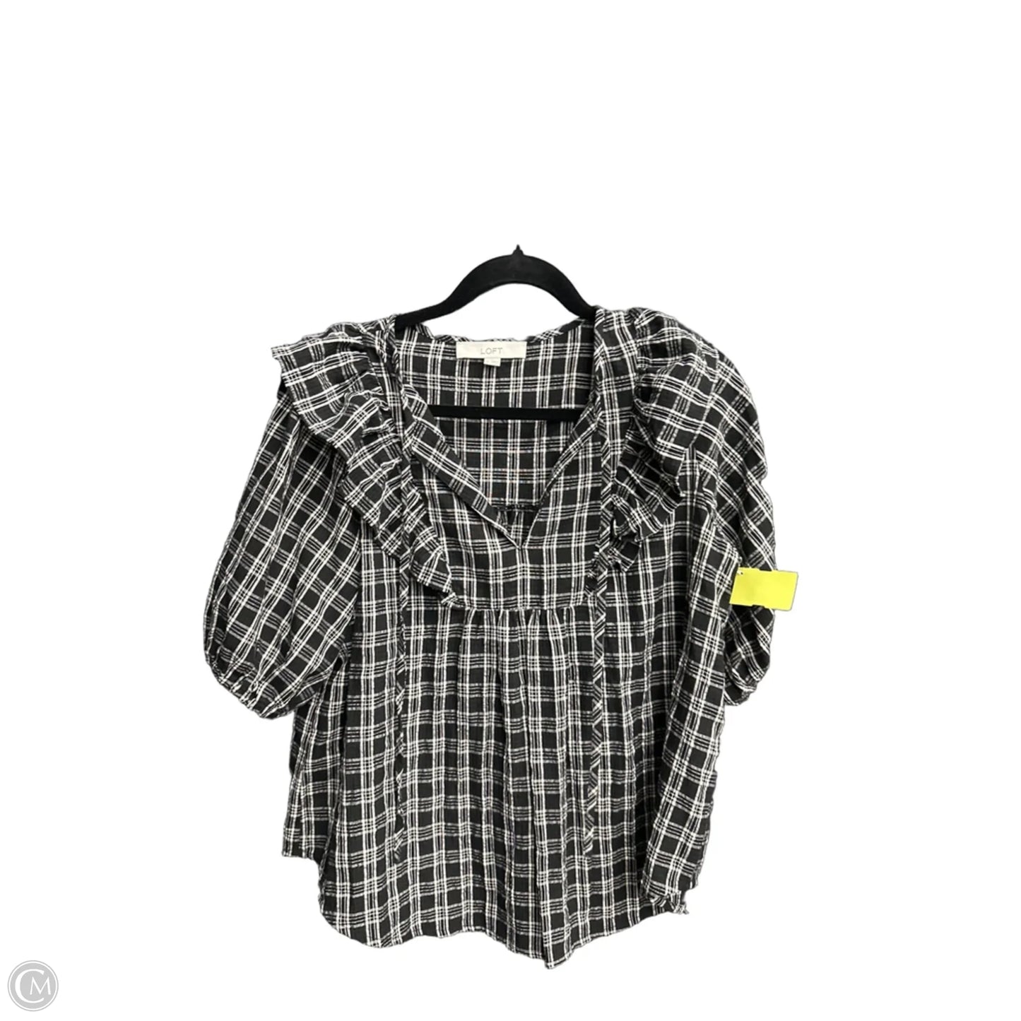 Blouse Long Sleeve By Loft In Plaid Pattern, Size: S