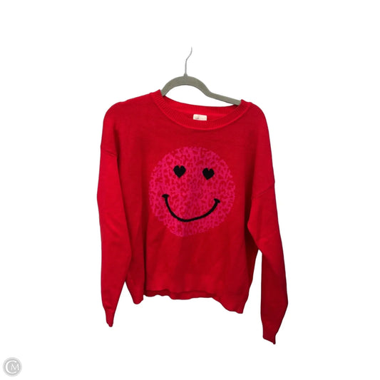 Sweater By Dee Elly In Pink & Red, Size: L