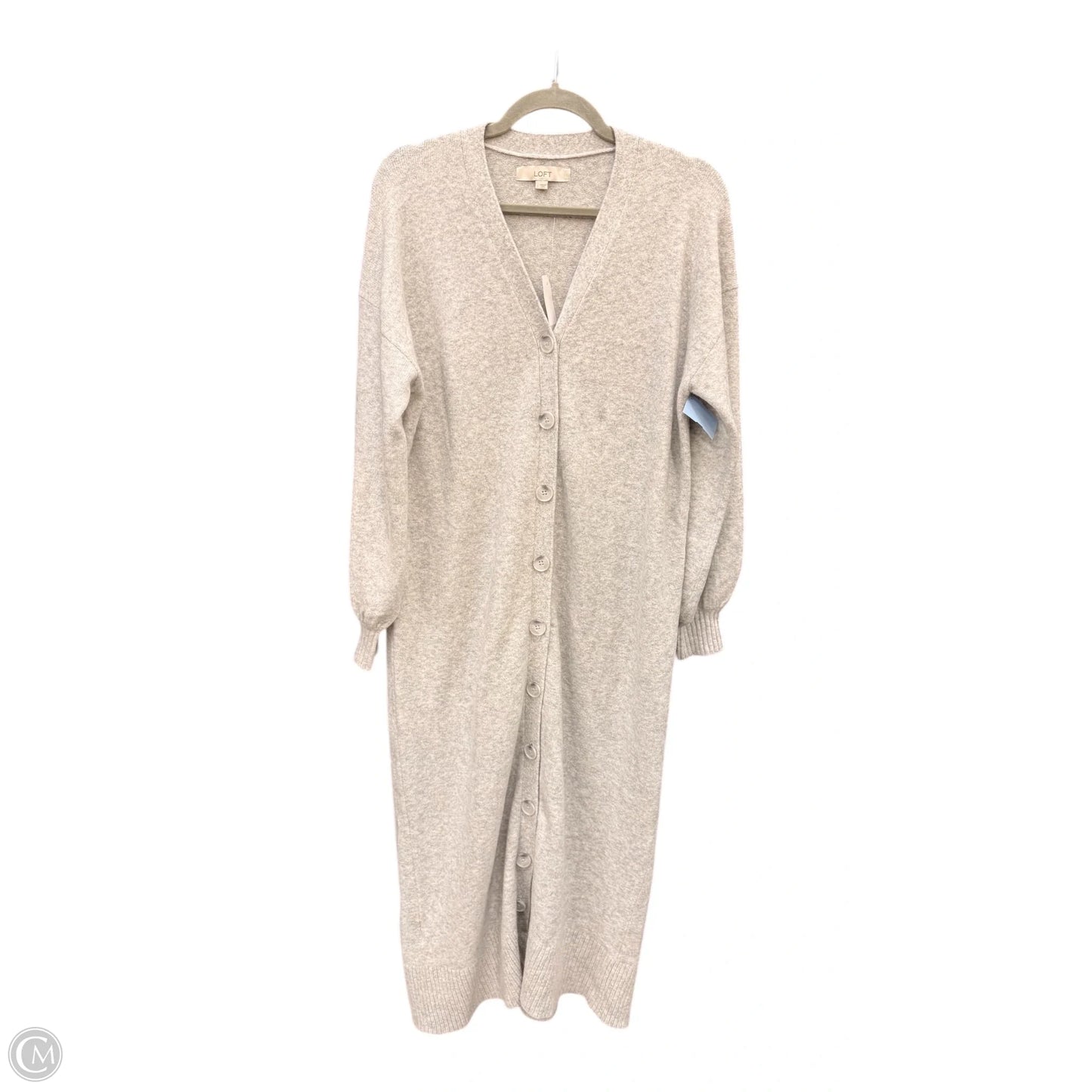 Sweater Cardigan By Loft In Grey, Size: L