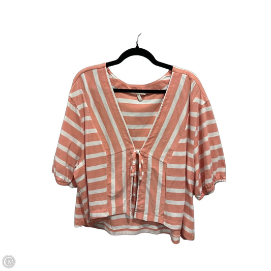 Cardigan By Cato In Pink & White, Size: 4x