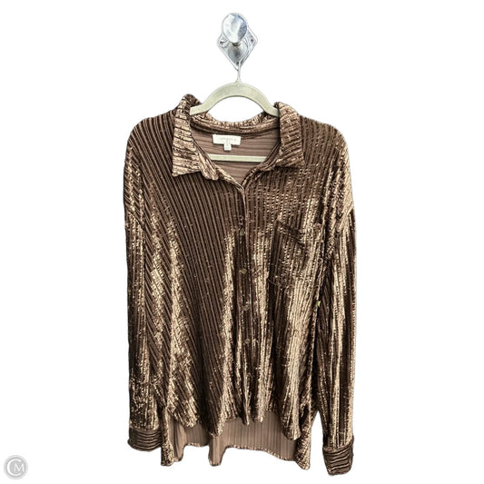 Blouse Long Sleeve By Umgee In Brown, Size: Xl