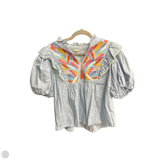 Blouse Short Sleeve By Jodifl In Blue, Size: L