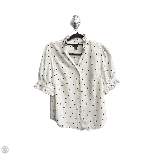 Blouse Short Sleeve By Ann Taylor In Polkadot Pattern, Size: S