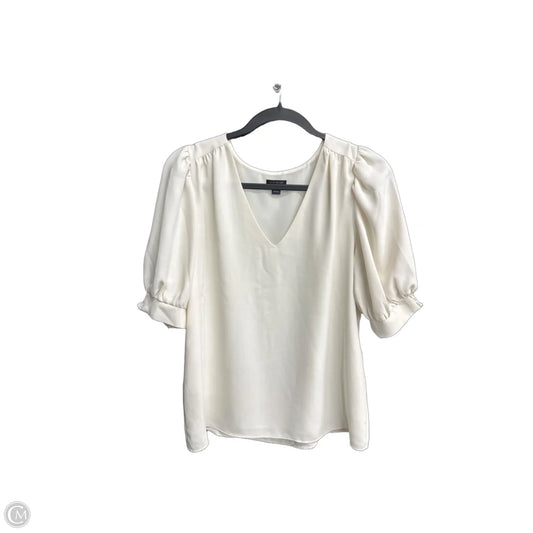 Blouse Short Sleeve By Ann Taylor In White, Size: S
