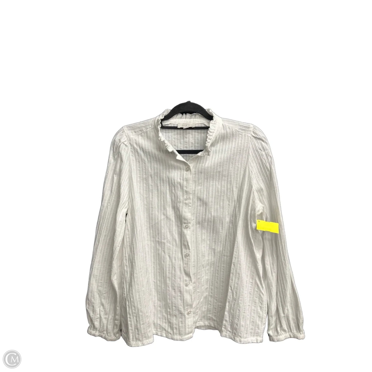 Blouse Long Sleeve By Loft In White, Size: M