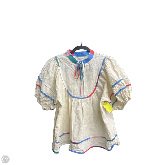 Blouse Short Sleeve By Clothes Mentor In Cream, Size: S