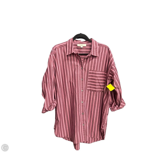 Blouse Long Sleeve By Loft In Pink & Purple, Size: L
