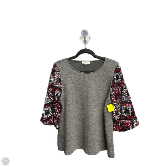 Sweater Short Sleeve By Thml In Grey & Pink, Size: L