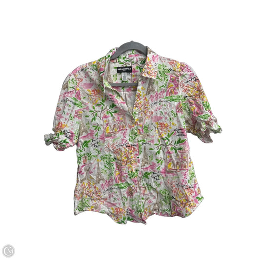 Blouse Designer By Karl Lagerfeld In Green & Pink, Size: M