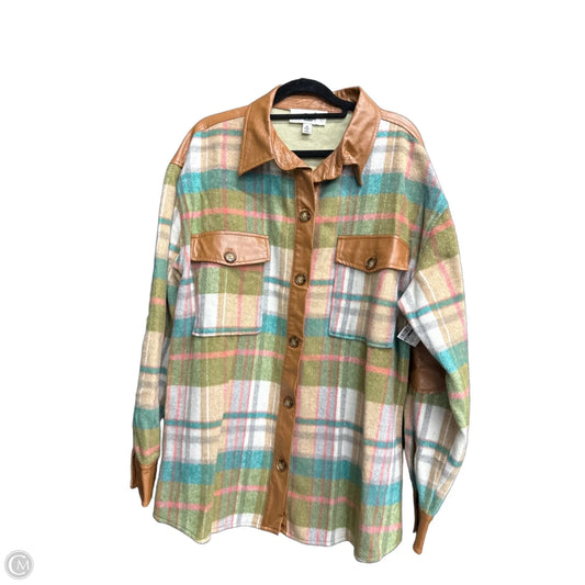 Jacket Shirt By Easel In Plaid Pattern, Size: M