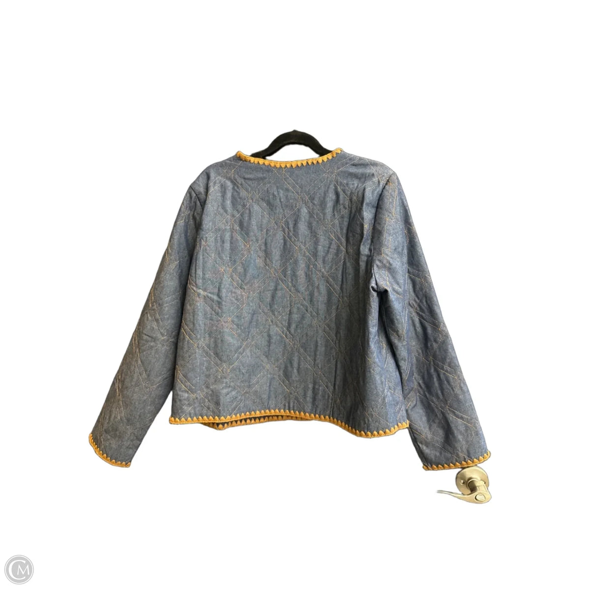 Jacket Denim By Avara In Blue & Brown, Size: M