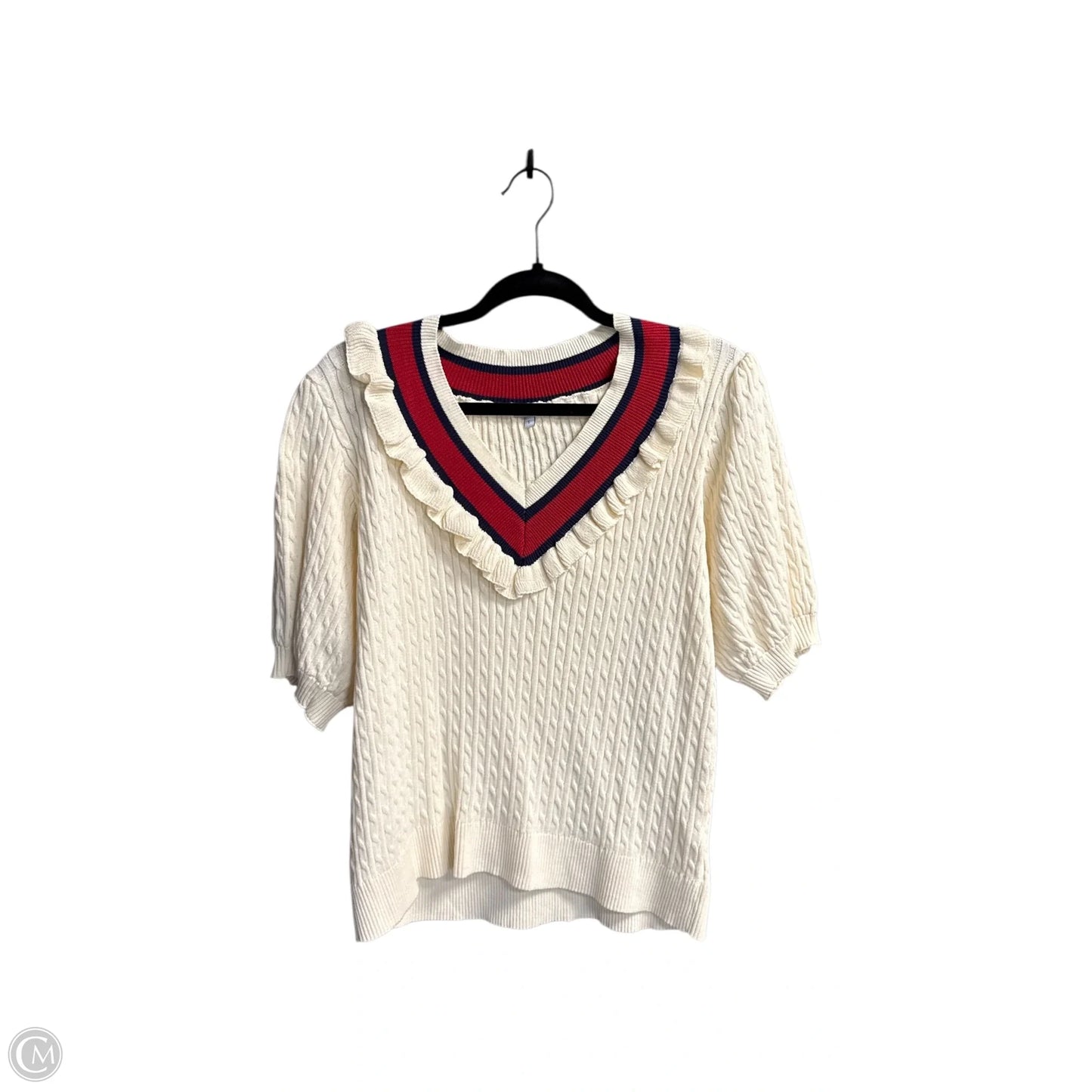 Sweater Short Sleeve By Voy In Cream, Size: S