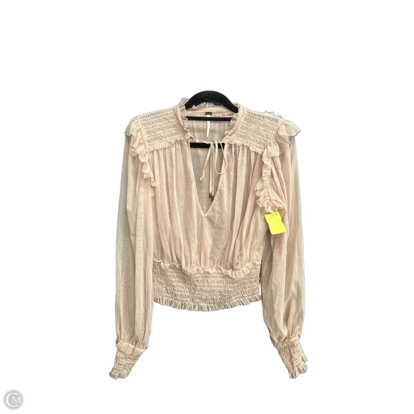 Top Long Sleeve By Free People In Pink, Size: S